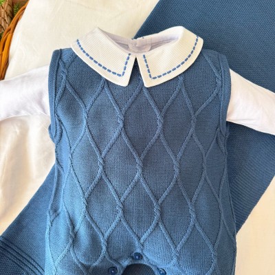 Saída de Maternidade Losango - Azul Jeans